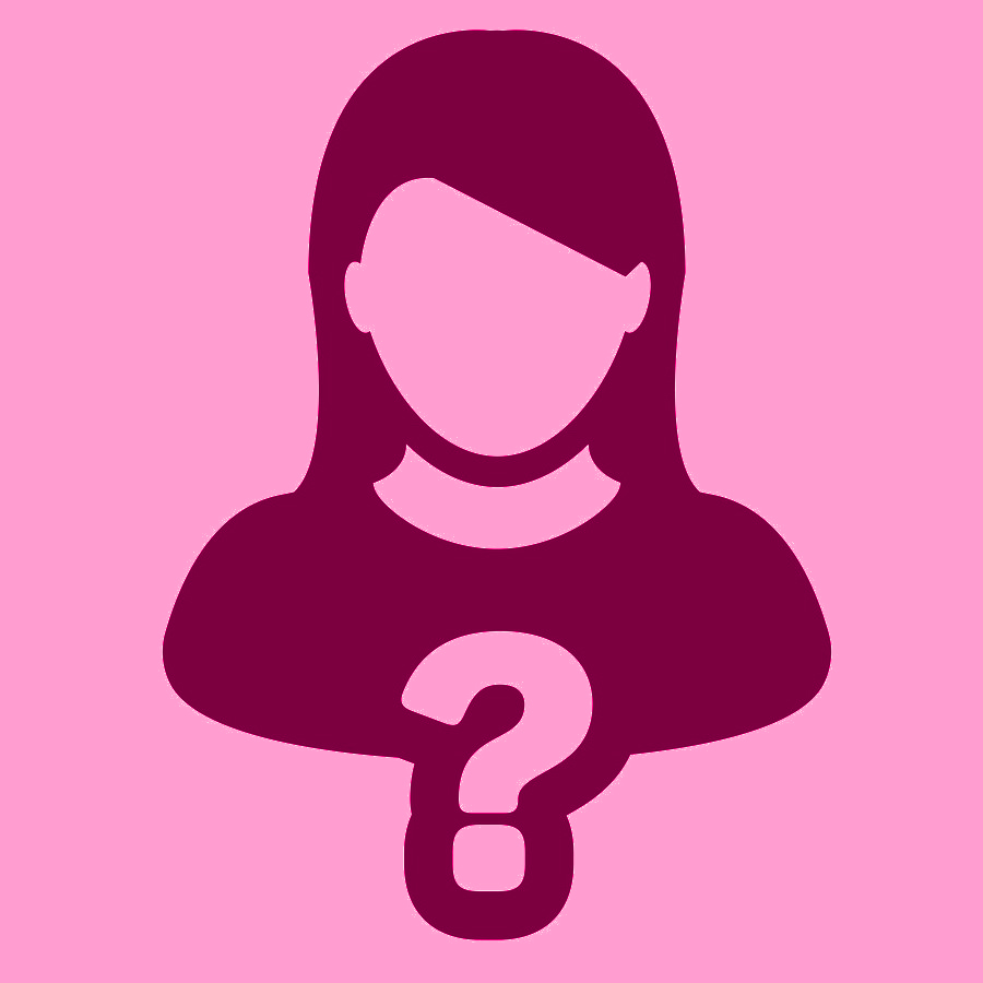 Interview icon vector question mark with female user person profile avatar symbol for help sign in a glyph pictogram illustration